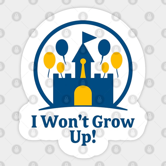 I Won't Grow Up - Front T-Shirt Design Sticker by Disney For Seniors